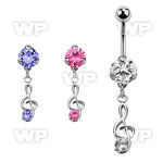 bnrz370 casted steel cz belly banana w musical note w round cz