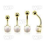 bntrdo gold plated steel belly banana w 7mm prong set round opal