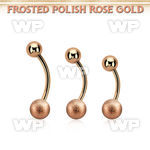 bnttfo6 rose gold steel belly banana w 6mm frosted steel ball