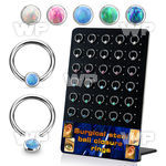 board w 30 steel ball closure ring w 4mm disk with opal