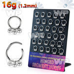 board w steel hinged segment rings 16g clear crystals