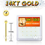 box w 12 14kt gold bend it nose studs w 1.5mm ball tops