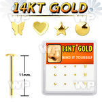 box w 12  14kt gold bend it nose stud w mixed shaped top 
