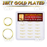 box w 18 pcs. of gold plated silver endless nose hoops