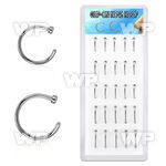 box w 25 steel clip on nose hoops, 18g