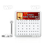 box w 52 steel nose screws, 20g w 2mm ball shaped top