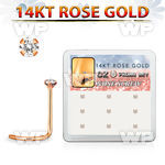 box w 9 rose gold nose screws w 2mm prong set clear czs