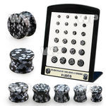 brpg204 display w 24 snowflake obsidian double flare stone plug