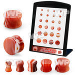 brpg216 display w 24 pcs. of red agate double flared stone plug