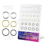 brsel11 board w 30 pcs black, gold and 316l steel seamless rings