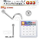 bxuns5 box w titanium g23 nose screws 20g w 2mm ball shaped tops