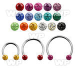 cbefr4l xxl steel circular barbell 16g w 4mm multi crystal balls