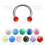 cbeop3 316l steel circular barbell w 3mm synthetic opal balls