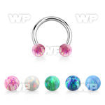 cbeop4 316l steel circular barbell w 4mm synthetic opal balls