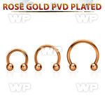 cbettb rose gold 316l steel circular barbell, w two 3mm balls