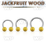 cbjf5 organic circular barbell w 2 5mm jack fruit wood balls