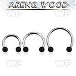 cbmar5l xxl steel circular barbell, 14g w 5mm areng wood balls
