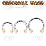 cbmcr5l xxl steel circular barbell 14g w 5mm crocodile wood ball