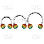cbmfr8l xxl steel cbr, 14g w 8mm ball w rasta color stripes