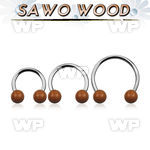 cbmsw8l xxl steel circular barbell, 14g w 8mm sawo wood balls