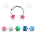 cbop5 316l steel circular barbell w 5mm synthetic opal balls