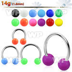 cbsab6l xxl steel circular barbell, 14g w 6mm solid color balls