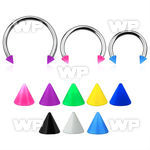 cbsacn4l xxl steel circular barbell, 14g w 4mm solid color cones