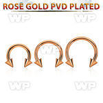 cbttcnm rose gold pvd plated steel circular barbell w 4mm cones