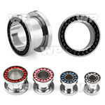 d341m surgical steel screw fit flesh tunnel color beads on fron ear lobe piercing