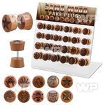 dacb218 display w 24 pcs of assorted logo wood fake plugs