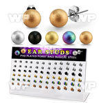 dacb230 display w 36 ball shaped frosted effect steel ear stud