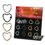 dacb231 board w pvd plated steel heart shaped ball closure rings