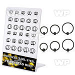 dbedr3 board w 60 black steel fixed bead ring 20g 2.5 3mm ball