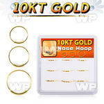 dg10nh2 box w 9 pcs. of solid 10k gold endless nose hoops