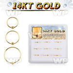 dg14nh1 box w 9 solid 14k gold endless nose hoops w ball
