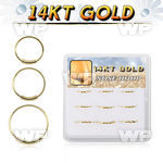 dg14nh2 box w 9 pcs. of solid 14k gold endless nose hoops