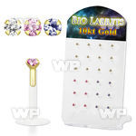 dgibizm bioflex labret with 10kt gold top with prong cz stone
