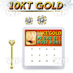 dginb11 box w 10kt gold nose bones w 1.5 2 mm round cz tops