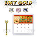 dginb2 10kt gold nose bone with prong round cz stone