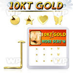 dgisc4 10kt gold nose screw with assorted shaped tops