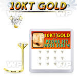 dgisc5 box w 10kt gold nose screws w prong set 3mm heart cz 