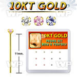 dgiys4 box w 10kt gold bend it nose studs w prong set 1.5mm cz 