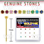 dgiys8 box w 10kt gold bend it nose studs w 2mm real gem stones