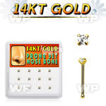 dgnb19 box w 14kt gold nose bones w prong set 2mm square cz