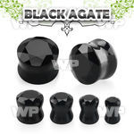 di31 black agate stone double flared plug faceted cut