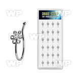 dncl3c box w silver fake nose clips wire flower w color crystal