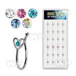 dncl4 box w 24 silver fake nose clips w heart w crystal