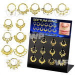 dnsm138 display w gold plated silver septum rings mixed design
