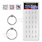 dnsm166 box w 24 silver nose rings w set 2.5mm mix color cz tops