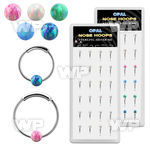 dnsm186 box 24 silver endless nose hoop 3mm synthetic opal ball